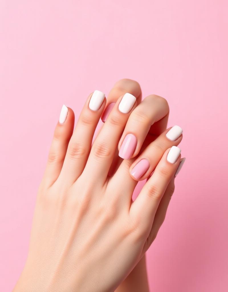 French Maniküre in Pink und Weiß