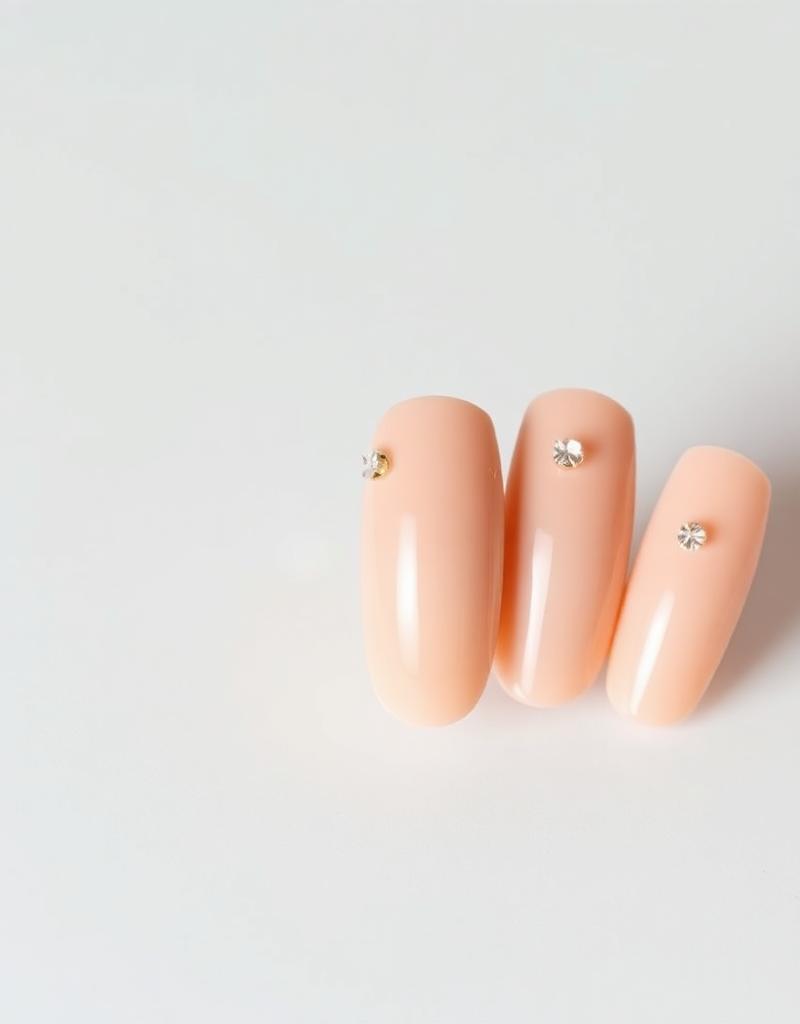 Nude Nägel mit feinen Kristallakzenten
